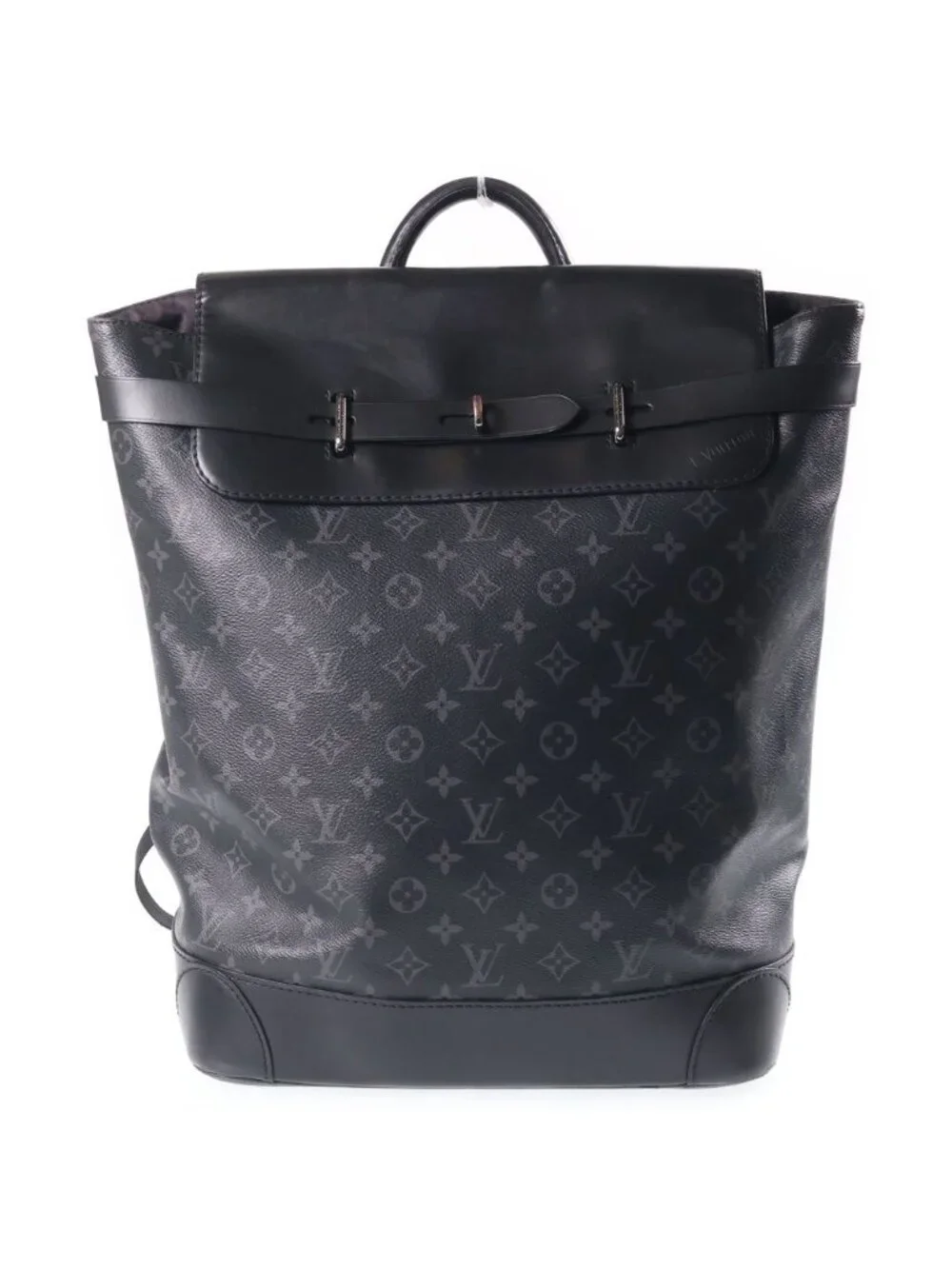 Louis Vuitton Monogram Eclipse Steamer Backpack Black Leather Silver